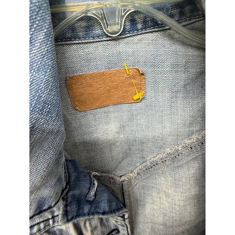Blue Jam Vintage Light Wash Acid Wash Denim Trucker Jacket Distressed Cropped S - Picture 2 of 6